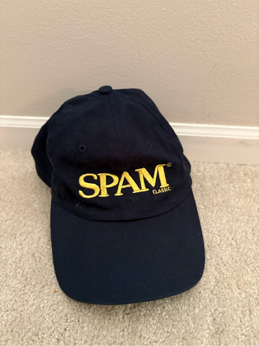 SPAM Classic Navy Baseball Cap with Yellow Logo